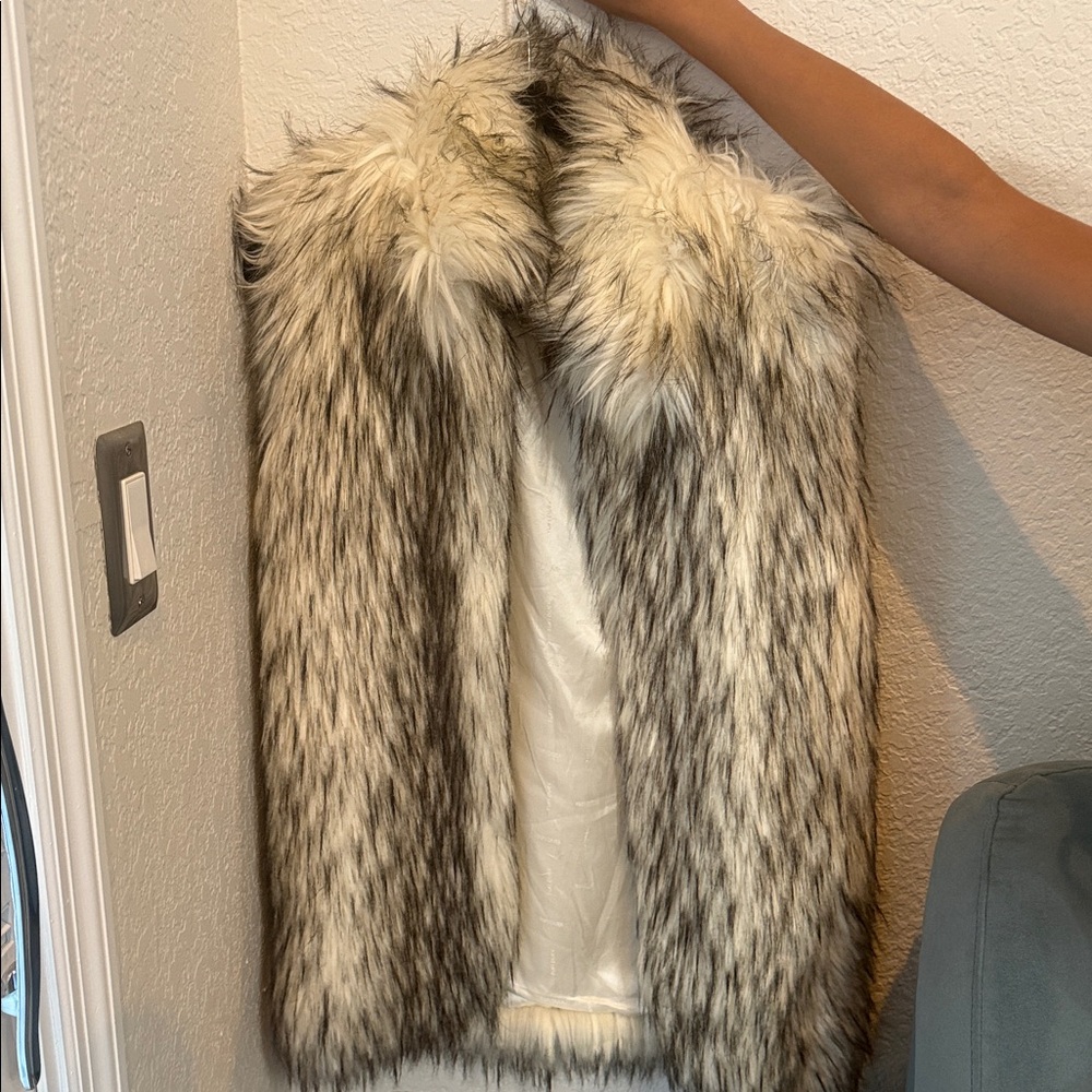 Tufi Duek Faux Fur Vest in Black and Cream